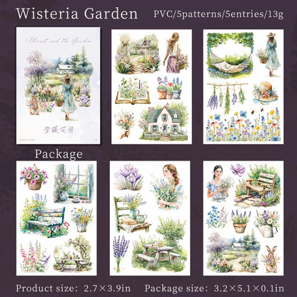 JIANQI 5 pcs PET Stickers Beautiful scenery Creative Waterproof Adhesive DIY Hand Made Collage Junk Journal Scrapbook Supplies