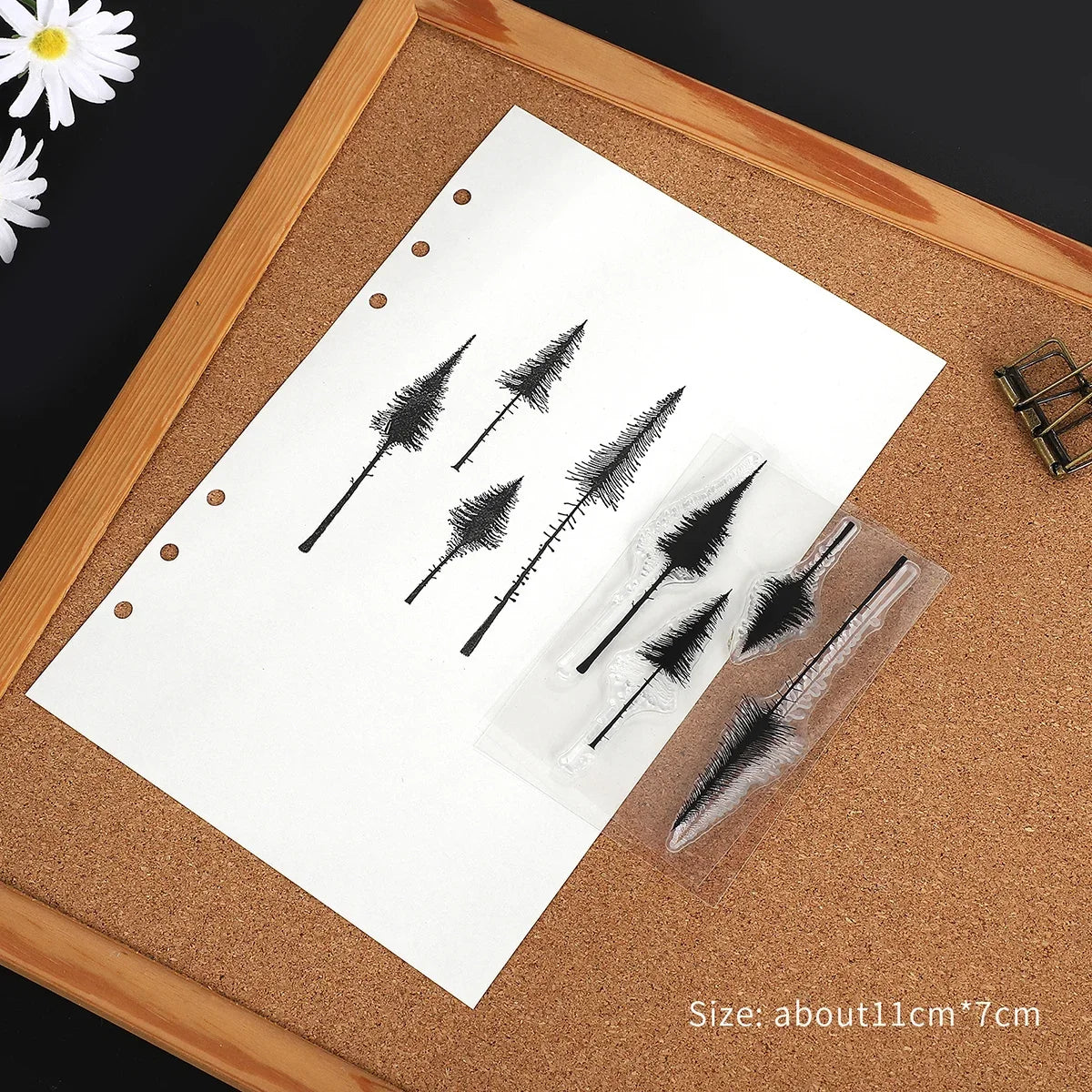 JIANWU Vintage Trees Snowflake Pattern Material Collage Transparent Silicone Stamp Creative DIY Student Supplies Stationery