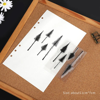 JIANWU Vintage Trees Snowflake Pattern Material Collage Transparent Silicone Stamp Creative DIY Student Supplies Stationery