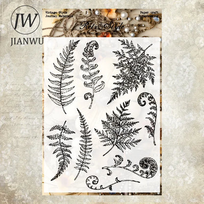 JIANWU Vintage Plant Landscaping Material Collage Transparent Silicone Stamp Creative DIY Journal Student Supplies Stationery