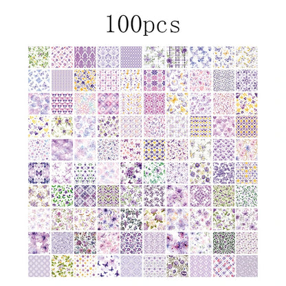100pcs Vintage Paper Multi Style Deco Retro Stationery Supplies Writing Paper Junk Journal Label Scrapbooking Material Supplies