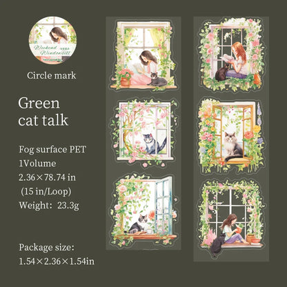 JIANQI 60mm*2m Decor Scrapbook Adhesive Tapes Window sill girl PET Tapes Masking Tapes stickers Aesthetic Stationery Supplies