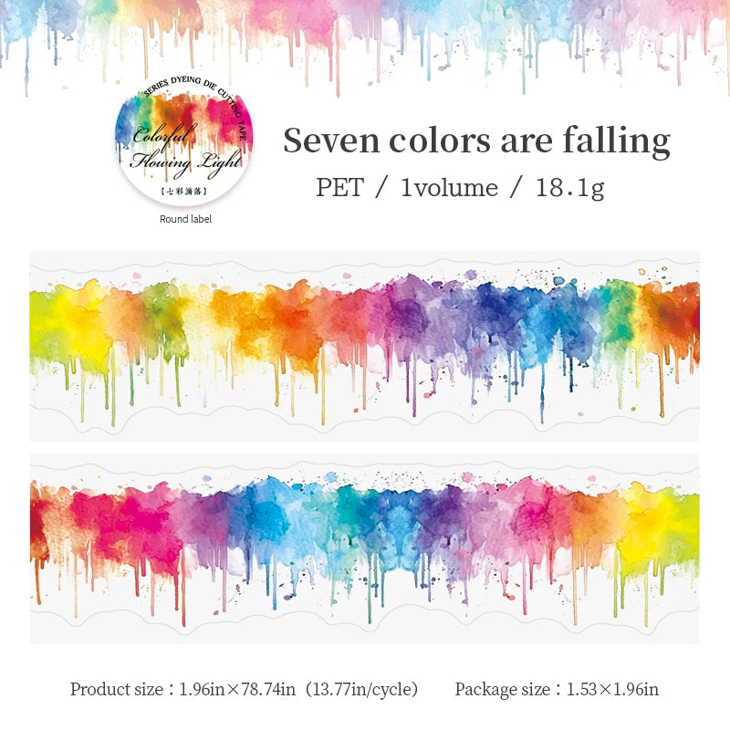 JIANQI 50mm*2m PET Rainbow Blending Tapes DIY Scrapbooking Decor Photo Album Collage Journalling Materials Aesthetics Stickers