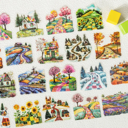 20pcs Four Seasons Scenery Beautiful Landscape Sticker Junk Journal DIY Scrapbooking School Supplies Collage Stationery Stickers