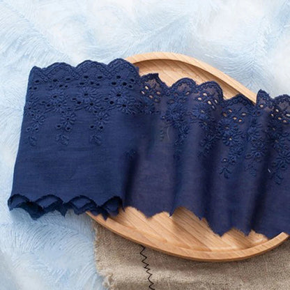 1Yard Multi-Color Flower Hollow Cotton Cloth Embroidery Lace Trim Fabric For Dress Curtain Bed Cuffs  Handmade Sewing Crafts