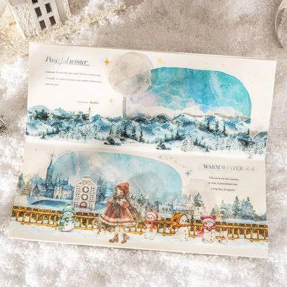 JIANQI 40mm*2m Scrapbook Decor Adhesive Tape Winter snow scenery PET Tapes Masking Tapes stickers Aesthetic Stationery Supplies