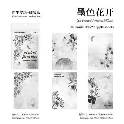 JIANQI 30pcs Decor paper Book Floral Frames can be written Material Collage Junk Journal DIY Scrapbooking supplies