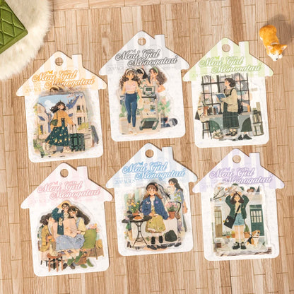 JIANQI 20pcs Girl's life Stickers Aesthetic Landscape Decorative Scrapbooking Diary Album Collage material junk journal supplies