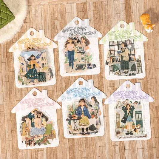JIANQI 20pcs Girl's life Stickers Aesthetic Landscape Decorative Scrapbooking Diary Album Collage material junk journal supplies