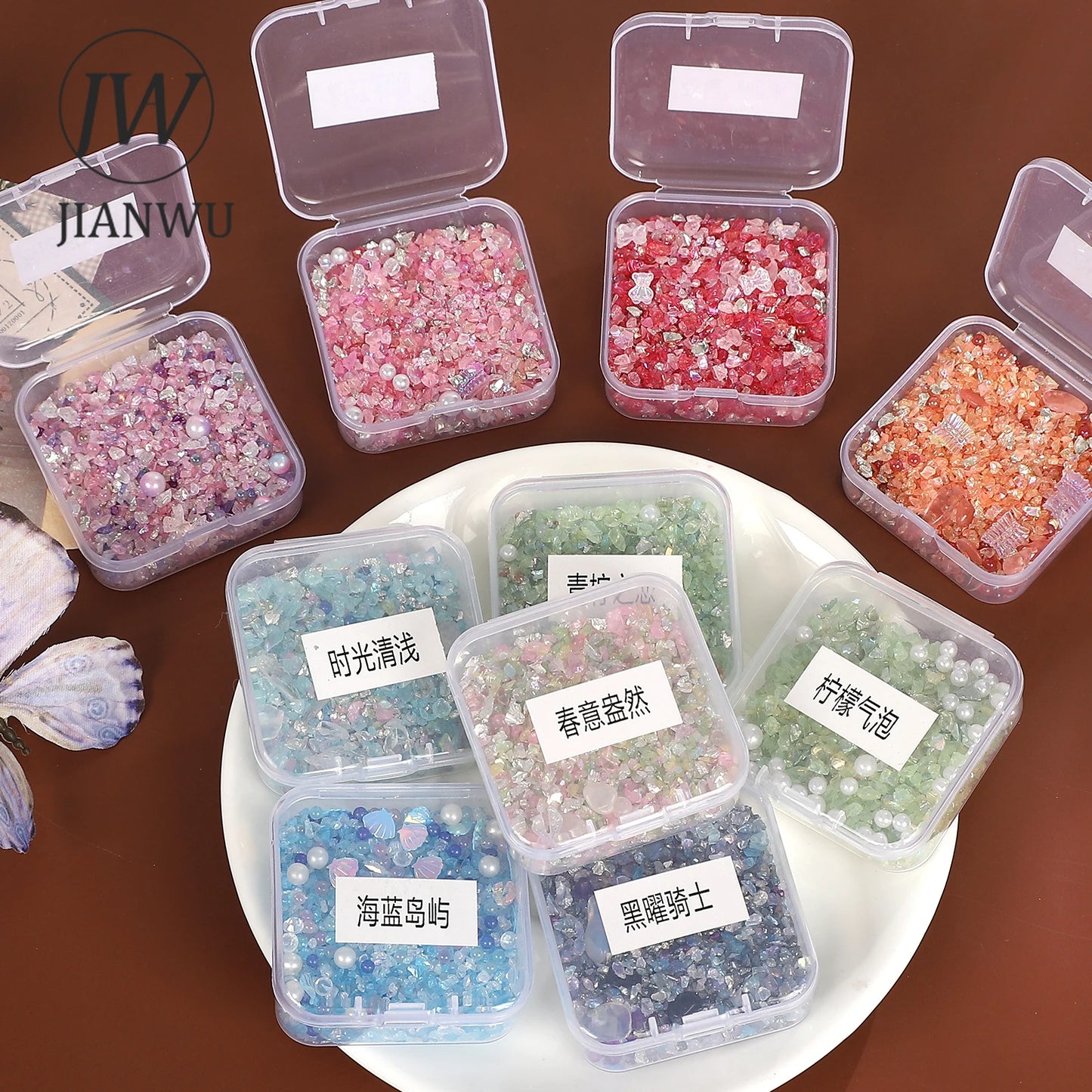 JIANWU Colorful Ore Crushed Stone Journal Material Collage scrapbook Creative DIY Student Supplies Stationery