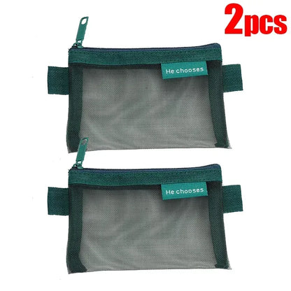 Mini Square Mesh Storage Bag Portable Money Earphone Data Cable Chargers Bag ID Credit Card Holder Zipper Pouch Travel Organizer