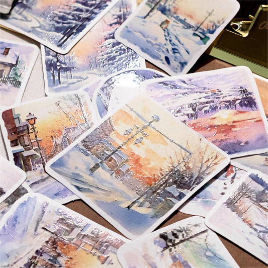 JIANQI 30 sheets Travel scenery Themed DIY Decorative Stickers Pack Decorative Stickers For Scrapbook Label Diary Album Planner