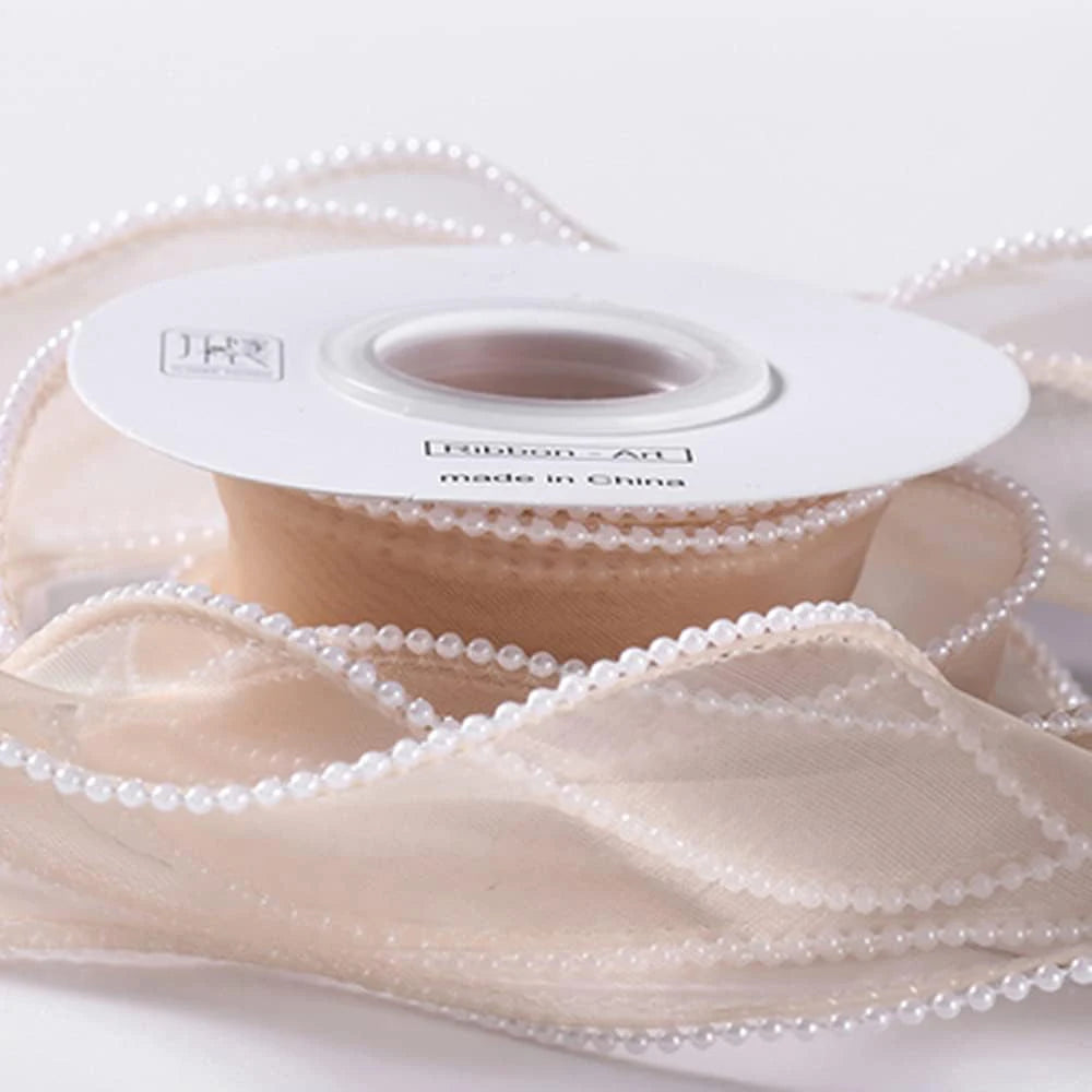 5 Yards Pearl Edged Fishtail Yarn Pleated Wave Handmade DIY Flower Packaging Cake Ribbon Lace 4CM Wide