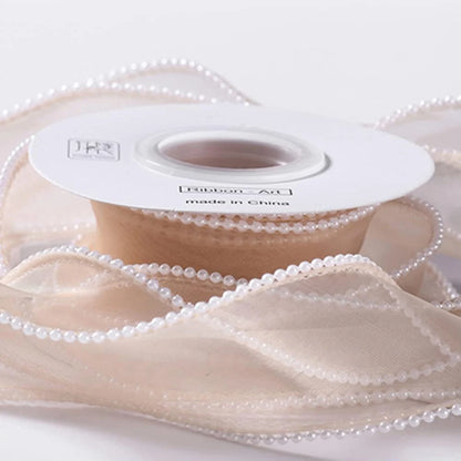 5 Yards Pearl Edged Fishtail Yarn Pleated Wave Handmade DIY Flower Packaging Cake Ribbon Lace 4CM Wide