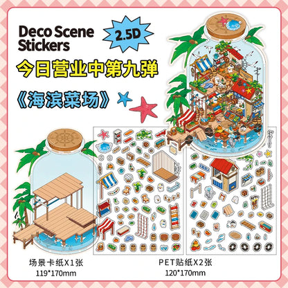 JIANQI Scene Miniature Stickers Storage Stickers DIY Cabin Scene Stacking and Pasting Scrapbooking Material Scrapbook Kit
