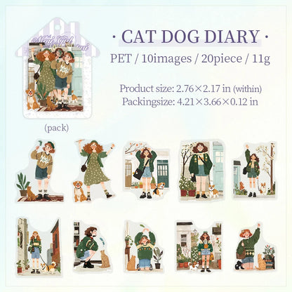 JIANQI 20pcs Girl's life Stickers Aesthetic Landscape Decorative Scrapbooking Diary Album Collage material junk journal supplies