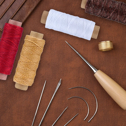 Leather Working Kit Different Leather Craft Tool with Sewing Needle Stitching Groover Awl Metal Button Snaps for Leather Making