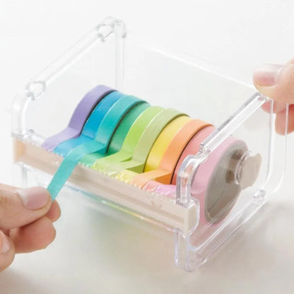Creative Washi Tape Cutter Set Tape Tool Transparent Tape Holder Tape Dispenser School Supplies Office Stationery for Student