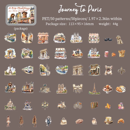 JIANQI 50 pcs PET Iron box packaging Stickers Travel Theme Decorative handmade Scrapbooking Material Diary Album Craft Supplies