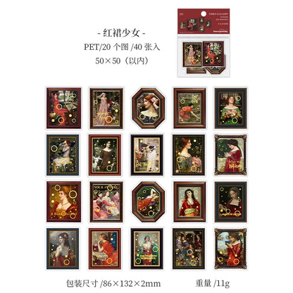 JIANQI 40 sheet Girl's Gallery Stickers Creative Scrapbooking Supplies Collage Junk Journaling Materials Crafts