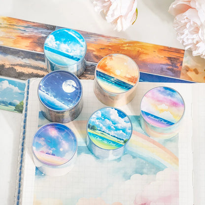 JIANQI 30mm*2m Sky and Sea landscape Tapes DIY Scrapbooking Decor Photo Album Collage Journalling Materials Stickers