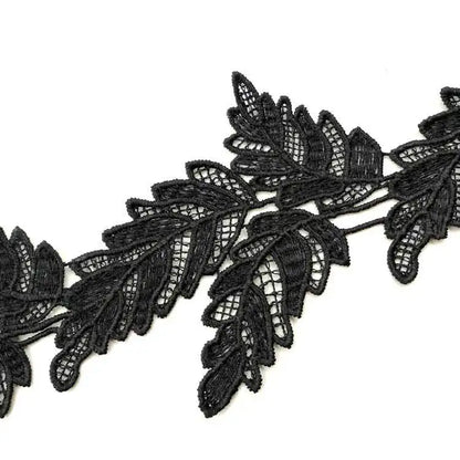 1 Yard White Leaf Embroidered Lace Sewing Garment Accessories DIY Handmade Craft Materials 9.3CM Wide