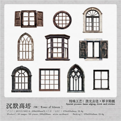 JIANQI 10 Sheets Large size doors and windows Stickers Decorative handmade Scrapbooking Material Diary Album Craft Supplies
