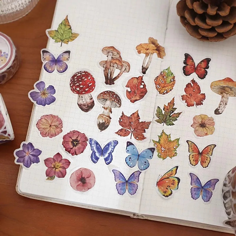 100 sheets Beautiful season Material Stickers Scrapbooking Junk Journal Creative Stationery DIY Deco Stickers School Supplies