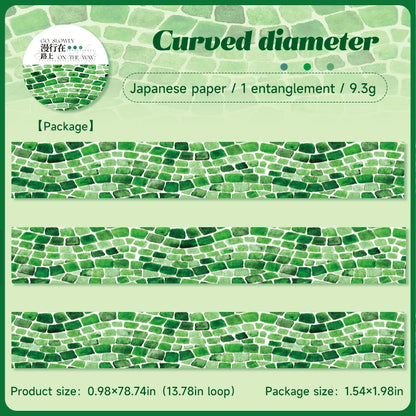 JIANQI 25mm*2m Paper Tapes Stone wall path DIY Scrapbooking Decor Photo Album Collage Junk Journal Materials Aesthetics Tape