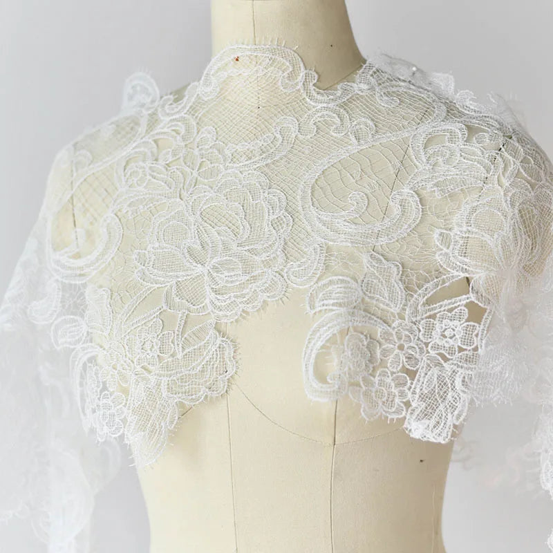1Yard Hollow Embroidery Lace Trim, Wedding Dress Lace Fabric Decoration Accessories Eyelash Dress Lace 28CM Wide