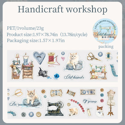 JIANQI 50mm*2m PET Tapes Cute Cat DIY Scrapbooking Decor Photo Album Collage Junk Journal Materials Aesthetics Tapes