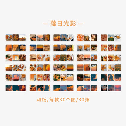 JIANQI 30pcs/pack 90patterns/pack Ins Material Stickers Book Scrapbooking Junk Journal Creative Stationery DIY Deco Stickers
