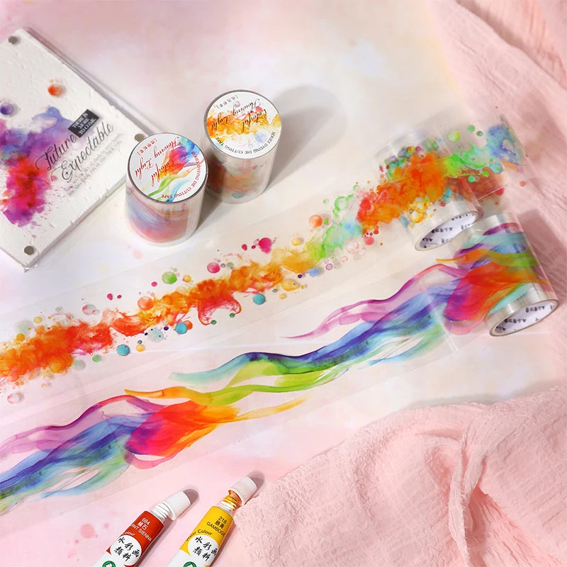 JIANQI 50mm*2m PET Rainbow Blending Tapes DIY Scrapbooking Decor Photo Album Collage Journalling Materials Aesthetics Stickers
