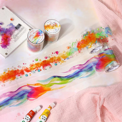 JIANQI 50mm*2m PET Rainbow Blending Tapes DIY Scrapbooking Decor Photo Album Collage Journalling Materials Aesthetics Stickers