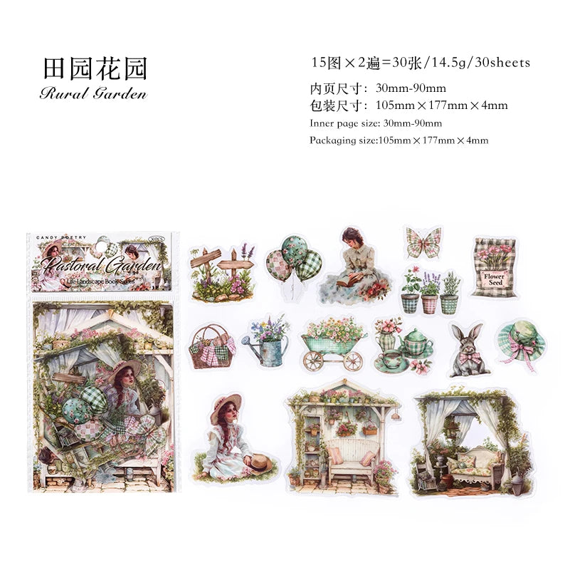 JIANQI 30pcs/pack Ins Life Girls Stickers PET Materials Collage Stationery Decor Diary DIY Scrapbooking supplies