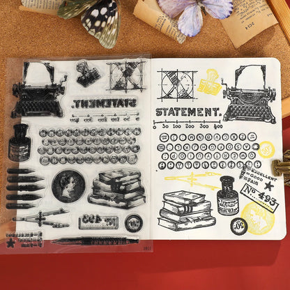 JIANWU Vintage Tree Plant Flower Butterfly Label Bill Landscape Material Collage Silicone Stamp Creative DIY Journal Stationery
