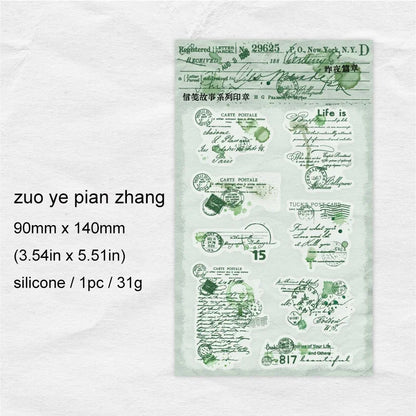 JIANWU Letterhead Story Series Vintage English Text Snowflake Material Collage Silicone Stamp Creative DIY Journal Stationery