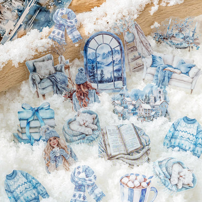 JIANQI 30pcs Winter Life Stickers Aesthetic Landscape Decorative Scrapbooking Diary Album Collage material junk journal supplies