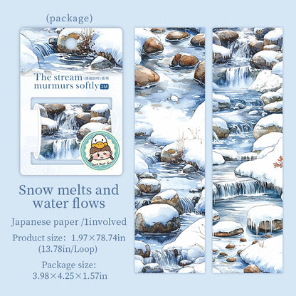 50mm*2m Landscape Tapes The flowing water DIY Scrapbooking Decor Photo Album Collage Junk Journal Materials Aesthetics Stickers