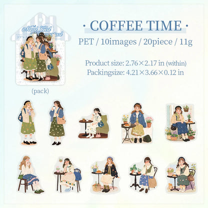 JIANQI 20pcs Girl's life Stickers Aesthetic Landscape Decorative Scrapbooking Diary Album Collage material junk journal supplies