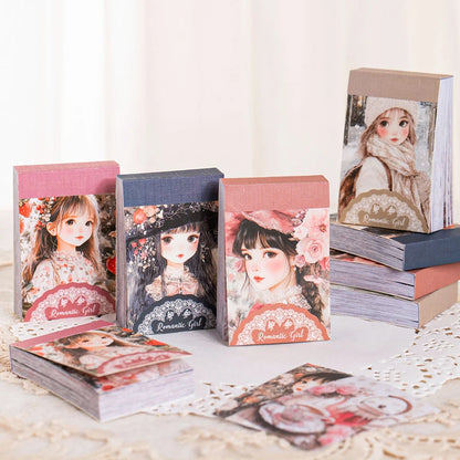 JIANQI 50 pcs Romantic girl Stickers book Old Adhesive Diy Scrapbooking Diary Album accessories Diy junk journal supplies