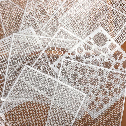 JIANWU Red Brick Honeycomb Fish Scale Graphic Plastic Masking Panel Material Stamp Creative DIY Student Supplies Stationery