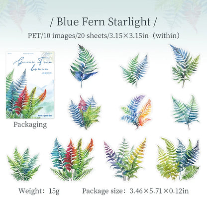 JIANQI Plant Sticker pack 20pcs Natural plants Transparent Waterproof Grass hand account Decoration Scrapbooking supplies
