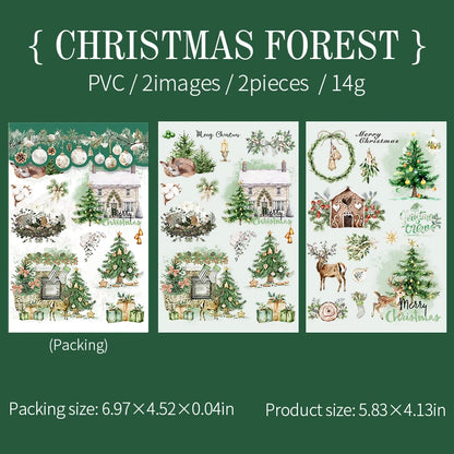 JIANQI 2pcs/pack pvc Stickers Christmas Party Creative Waterproof Adhesive DIY Hand Made Collage Junk Journal Scrapbook Supplies