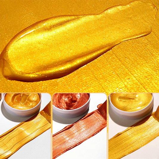 Metallic Acrylic Paint Silver Gold DIY Hand Painted Wall Painting Shoes Stone Statue Waterproof and Fading Graffiti Paint
