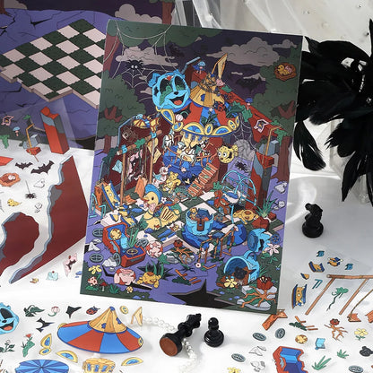 JIANQI Plus Size 3D Cartoon Castle Town Landscape Sticker Scene DIY Toy Game Sticker Festival Birthday Gift for Kid Child Girl
