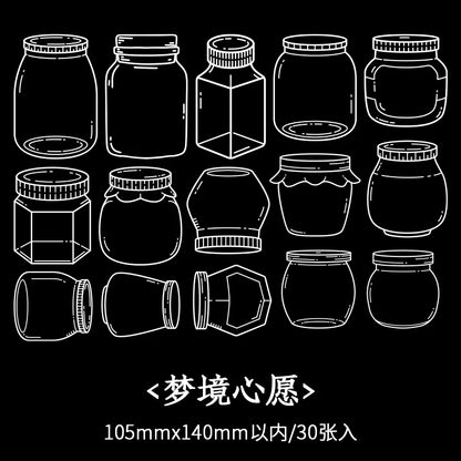 JIANQI 30 sheets Glass Bottle Shape Sticker Scrapbooking Art DIY Crafts Transparent Dried Flower Bookmarks Decor scrapbooking