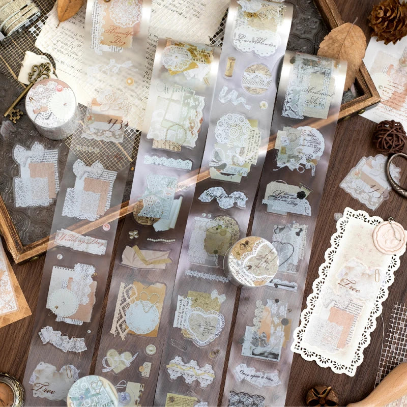 JIANQI 50mm*2m 1pc PET Tape Stickers Creativity Scrapbooking Hand Account Adhesive hand made Diy Junk Journal Craft Supplies