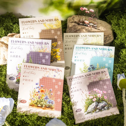 JIANQI 30pcs/pack PET Stickers Flowers and shrubs Decor Junk Journal DIY Srapbooking Creative Stationery Collage Photo Album