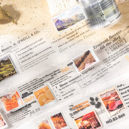 JIANQI 40mm*2m Aesthetics PET Travel Landscape Stickers DIY Scrapbooking Decor Materials Collage Photo Album Marking Tapes